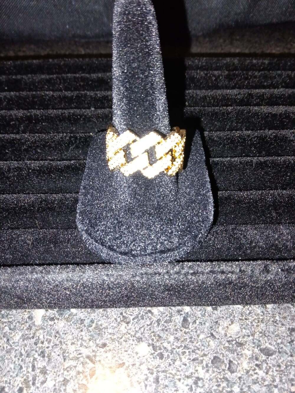 CH14K Gold Filled Iced Out Cuban Link Ring